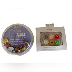 Claire’s Fashion Fun Emoji and Flower Home Button Stickers for iPhone, IPad NEW